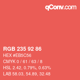 カラーコード: RGB 235 92 86 | qconv.com