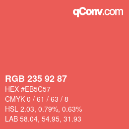 カラーコード: RGB 235 92 87 | qconv.com