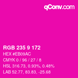 カラーコード: RGB 235 9 172 | qconv.com