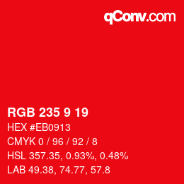 カラーコード: RGB 235 9 19 | qconv.com