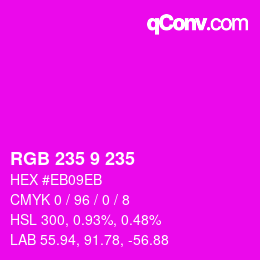 カラーコード: RGB 235 9 235 | qconv.com