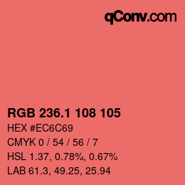 カラーコード: RGB 236.1 108 105 | qconv.com