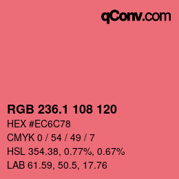 カラーコード: RGB 236.1 108 120 | qconv.com