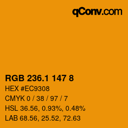 カラーコード: RGB 236.1 147 8 | qconv.com