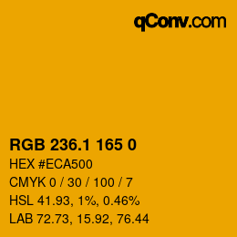 カラーコード: RGB 236.1 165 0 | qconv.com