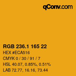 カラーコード: RGB 236.1 165 22 | qconv.com