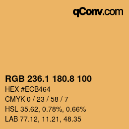 Color code: RGB 236.1 180.8 100 | qconv.com