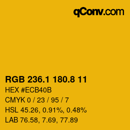 カラーコード: RGB 236.1 180.8 11 | qconv.com