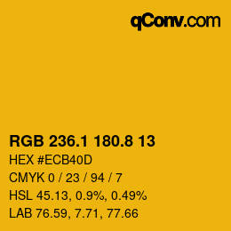 カラーコード: RGB 236.1 180.8 13 | qconv.com