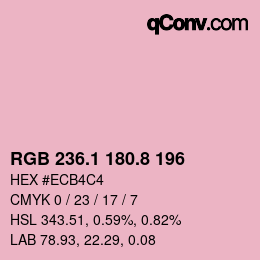 カラーコード: RGB 236.1 180.8 196 | qconv.com
