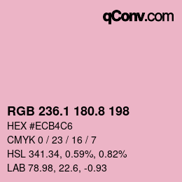 カラーコード: RGB 236.1 180.8 198 | qconv.com
