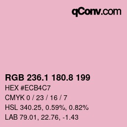 カラーコード: RGB 236.1 180.8 199 | qconv.com