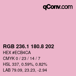 カラーコード: RGB 236.1 180.8 202 | qconv.com