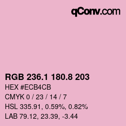 カラーコード: RGB 236.1 180.8 203 | qconv.com