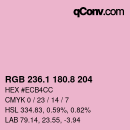 カラーコード: RGB 236.1 180.8 204 | qconv.com