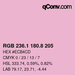 カラーコード: RGB 236.1 180.8 205 | qconv.com