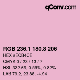 カラーコード: RGB 236.1 180.8 206 | qconv.com