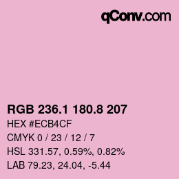 カラーコード: RGB 236.1 180.8 207 | qconv.com