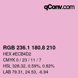 カラーコード: RGB 236.1 180.8 210 | qconv.com