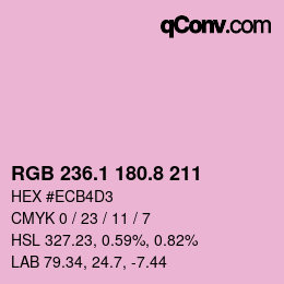 Color code: RGB 236.1 180.8 211 | qconv.com