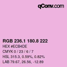 カラーコード: RGB 236.1 180.8 222 | qconv.com