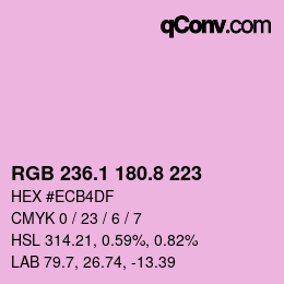 カラーコード: RGB 236.1 180.8 223 | qconv.com