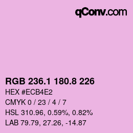 カラーコード: RGB 236.1 180.8 226 | qconv.com