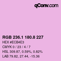 カラーコード: RGB 236.1 180.8 227 | qconv.com