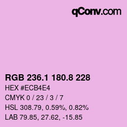 カラーコード: RGB 236.1 180.8 228 | qconv.com