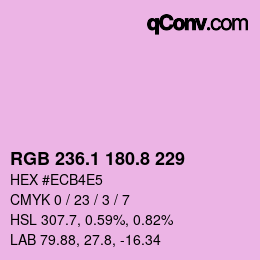 カラーコード: RGB 236.1 180.8 229 | qconv.com