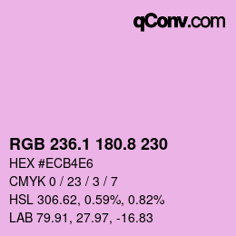 カラーコード: RGB 236.1 180.8 230 | qconv.com