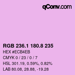 カラーコード: RGB 236.1 180.8 235 | qconv.com