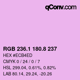 カラーコード: RGB 236.1 180.8 237 | qconv.com