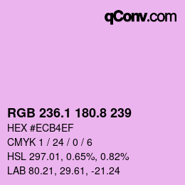 カラーコード: RGB 236.1 180.8 239 | qconv.com