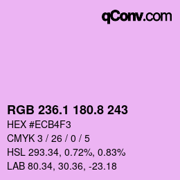 カラーコード: RGB 236.1 180.8 243 | qconv.com