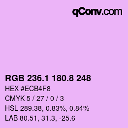 カラーコード: RGB 236.1 180.8 248 | qconv.com