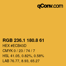 カラーコード: RGB 236.1 180.8 61 | qconv.com