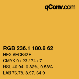 カラーコード: RGB 236.1 180.8 62 | qconv.com