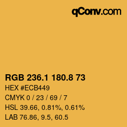カラーコード: RGB 236.1 180.8 73 | qconv.com