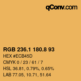 カラーコード: RGB 236.1 180.8 93 | qconv.com