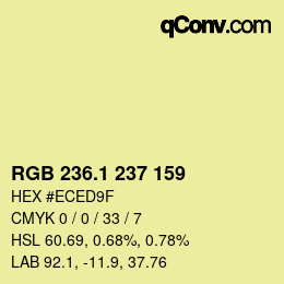 カラーコード: RGB 236.1 237 159 | qconv.com