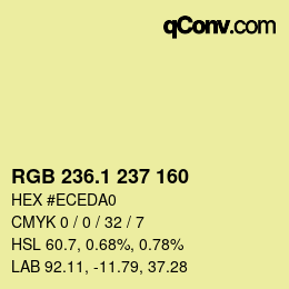 カラーコード: RGB 236.1 237 160 | qconv.com