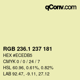 カラーコード: RGB 236.1 237 181 | qconv.com