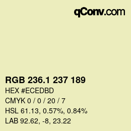 カラーコード: RGB 236.1 237 189 | qconv.com