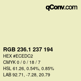 カラーコード: RGB 236.1 237 194 | qconv.com