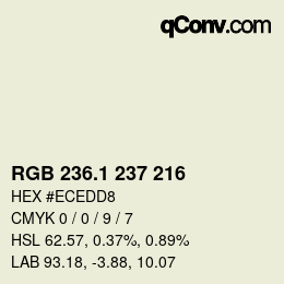 カラーコード: RGB 236.1 237 216 | qconv.com