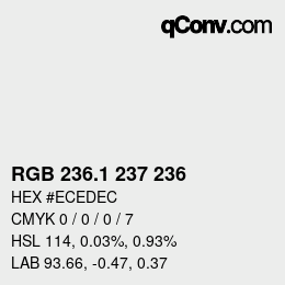 Color code: RGB 236.1 237 236 | qconv.com