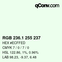 Color code: RGB 236.1 255 237 | qconv.com