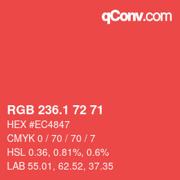 カラーコード: RGB 236.1 72 71 | qconv.com
