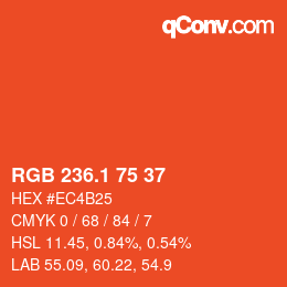 カラーコード: RGB 236.1 75 37 | qconv.com